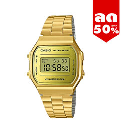 CASIO นาฬิกาคาสิโอ นาฬิกาข้อมือ นาฬิกากันน้ำ นาฬิกาของแท้ ประกันศูนย์ CMG 1 ปี รุ่น A168WEGM-9D นาฬิกาสีทอง