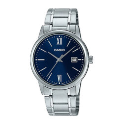 CASIO นาฬิกาคาสิโอ นาฬิกาข้อมือ นาฬิกากันน้ำ นาฬิกาของแท้ ประกันศูนย์ CMG 1 ปี รุ่น MTP-V002D-2B นาฬิกาสีเงิน