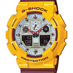 CASIO G-SHOCK นาฬิกาข้อมือ นาฬิกากันน้ำ นาฬิกาของแท้ ประกันศูนย์ CMG 1 ปี รุ่น GA-100CS-9A นาฬิกาสีเหลือง