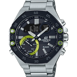 CASIO EDIFICE นาฬิกาข้อมือ นาฬิกากันน้ำ นาฬิกาของแท้ ประกันศูนย์ CMG 1 ปี รุ่น ECB-10DB-1A นาฬิกาสีเงิน