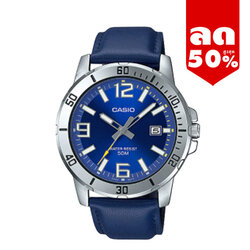 CASIO MID YEAR SALE นาฬิกาคาสิโอ พร้อมส่ง นาฬิกาข้อมือ นาฬิกากันน้ำ นาฬิกาของแท้ BTS ประกันศูนย์ CMG 1 ปี รุ่น MTP-VD01L-2B นาฬิกาสีน้ำเงิน