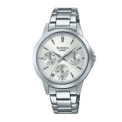 CASIO SHEEN นาฬิกาข้อมือ นาฬิกากันน้ำ นาฬิกาของแท้ ประกันศูนย์ CMG 1 ปี รุ่น SHE-3516D-7A นาฬิกาสีเงิน