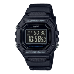 CASIO MID YEAR SALE นาฬิกาคาสิโอ พร้อมส่ง นาฬิกาข้อมือ นาฬิกากันน้ำ นาฬิกาของแท้ BTS ประกันศูนย์ CMG 1 ปี รุ่น W-218H-1B นาฬิกาสีดำ