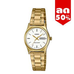 CASIO นาฬิกาคาสิโอ นาฬิกาข้อมือ นาฬิกากันน้ำ นาฬิกาของแท้ ประกันศูนย์ CMG 1 ปี รุ่น LTP-V006G-7B นาฬิกาสีทอง
