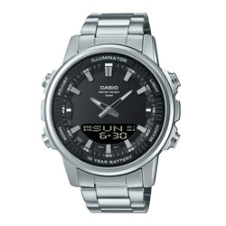 CASIO นาฬิกาคาสิโอ นาฬิกาข้อมือ นาฬิกากันน้ำ นาฬิกาของแท้ ประกันศูนย์ CMG 1 ปี รุ่น AMW-880D-1A นาฬิกาสีเงิน