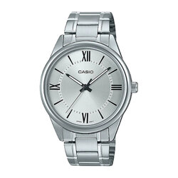 CASIO นาฬิกาคาสิโอ นาฬิกาข้อมือ นาฬิกากันน้ำ นาฬิกาของแท้ ประกันศูนย์ CMG 1 ปี รุ่น MTP-V005D-7B5 นาฬิกาสีเงิน