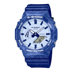 CASIO MID YEAR SALE G-SHOCK นาฬิกาข้อมือ นาฬิกากันน้ำ นาฬิกาของแท้ ประกันศูนย์ CMG 1 ปี รุ่น GA-2100BWP-2A นาฬิกาสีน้ำเงิน