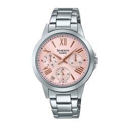 CASIO SHEEN นาฬิกาข้อมือ นาฬิกากันน้ำ นาฬิกาของแท้ ประกันศูนย์ CMG 1 ปี รุ่น SHE-3516D-4A นาฬิกาสีเงิน