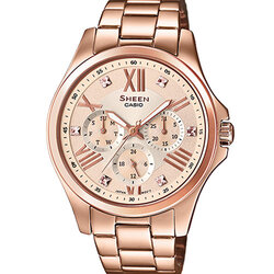 CASIO SHEEN นาฬิกาข้อมือ นาฬิกากันน้ำ นาฬิกาของแท้ ประกันศูนย์ CMG 1 ปี รุ่น SHE-3806PG-9A นาฬิกาสีน้ำตาล