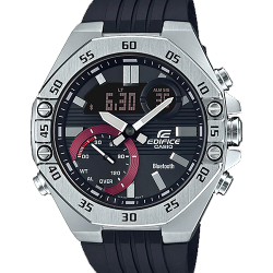 CASIO EDIFICE นาฬิกาข้อมือ นาฬิกากันน้ำ นาฬิกาของแท้ ประกันศูนย์ CMG 1 ปี รุ่น ECB-10P-1A นาฬิกาสีดำ