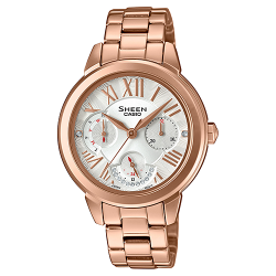 CASIO SHEEN นาฬิกาข้อมือ นาฬิกากันน้ำ นาฬิกาของแท้ ประกันศูนย์ CMG 1 ปี รุ่น SHE-3059PG-7A นาฬิกาสีน้ำตาล