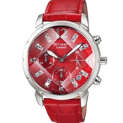 CASIO SHEEN นาฬิกาข้อมือ นาฬิกากันน้ำ นาฬิกาของแท้ ประกันศูนย์ CMG 1 ปี รุ่น SHN-5010L-4ADR นาฬิกาสีแดง