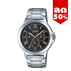 CASIO นาฬิกาคาสิโอ นาฬิกาข้อมือ นาฬิกากันน้ำ นาฬิกาของแท้ ประกันศูนย์ CMG 1 ปี รุ่น MTP-V300D-1A2 นาฬิกาสีเงิน