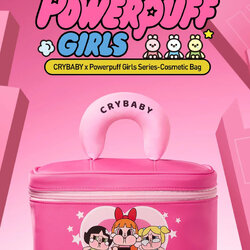 POP MART CRYBABY × Powerpuff Girls Series Cosmetic Bag ชมพู
