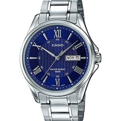 CASIO นาฬิกาคาสิโอ นาฬิกาข้อมือ นาฬิกากันน้ำ นาฬิกาของแท้ ประกันศูนย์ CMG 1 ปี รุ่น MTP-1384D-2A นาฬิกาสีเงิน