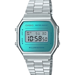 CASIO นาฬิกาคาสิโอ นาฬิกาข้อมือ นาฬิกากันน้ำ นาฬิกาของแท้ ประกันศูนย์ CMG 1 ปี รุ่น A168WEM-2 นาฬิกาสีเงิน