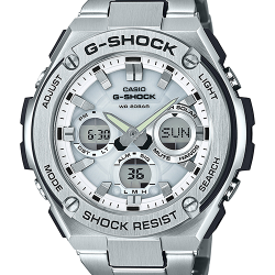 CASIO G-SHOCK นาฬิกาข้อมือ นาฬิกากันน้ำ นาฬิกาของแท้ ประกันศูนย์ CMG 1 ปี รุ่น GST-S110D-7A นาฬิกาสีเงิน