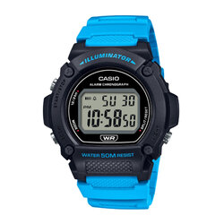 CASIO นาฬิกาคาสิโอ นาฬิกาข้อมือ นาฬิกากันน้ำ นาฬิกาของแท้ ประกันศูนย์ CMG 1 ปี รุ่น W-219H-2A2 นาฬิกาสีฟ้า