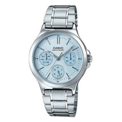 CASIO MID YEAR SALE นาฬิกาคาสิโอ พร้อมส่ง นาฬิกาข้อมือ นาฬิกากันน้ำ นาฬิกาของแท้ BTS ประกันศูนย์ CMG 1 ปี รุ่น LTP-V300D-2A นาฬิกาสีเงิน