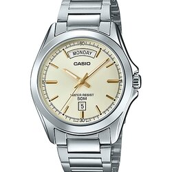 CASIO นาฬิกาคาสิโอ นาฬิกาข้อมือ นาฬิกากันน้ำ นาฬิกาของแท้ ประกันศูนย์ CMG 1 ปี รุ่น MTP-1370D-9A นาฬิกาสีเงิน