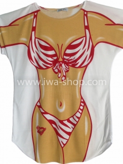 เสื้อลายบิกินี่แดงเสือ เสื้อยืดลายบิกินี่ เสื้อสกรีนลายบิกินี่ เสื้อลายชุดว่ายน้ำ เสื้อฮาๆ พิมพ์ลายเซ็กซี่ ชุดเดรสลายบิกินี่ ชุดไปทะเล ชุดเที่ยวทะเล เสื้อผ้าไปทะเล