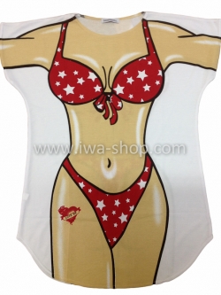 เสื้อลายชุดว่ายน้ำ ดาวแดง เสื้อลายบิกินี่ เสื้อยืดลายบิกินี่ เสื้อสกรีนลายบิกินี่ เสื้อฮาๆ พิมพ์ลายเซ็กซี่ ชุดเดรสลายบิกินี่ ชุดไปทะเล ชุดเที่ยวทะเล เสื้อผ้าไปทะเล