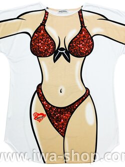 กราฟฟิกแดง เสื้อยืดลายบิกินี่ เสื้อสกรีนลายบิกินี่ เสื้อลายชุดว่ายน้ำ เสื้อฮาๆ พิมพ์ลายเซ็กซี่ ชุดเดรสลายบิกินี่ ชุดไปทะเล