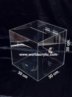 กล่องรับบริจาค อะครีลิคใส ขนาด 30x30x30 ซม. /Donation Box