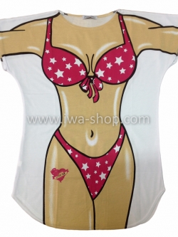 เสื้อลายชุดว่ายน้ำ ดาวชมพู เสื้อลายบิกินี่ เสื้อยืดลายบิกินี่ เสื้อสกรีนลายบิกินี่ เสื้อฮาๆ พิมพ์ลายเซ็กซี่ ชุดเดรสลายบิกินี่ ชุดไปทะเล ชุดเที่ยวทะเล เสื้อผ้าไปทะเล