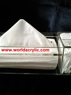 กล่องทิชชู่พร้อมช่องใส่สำลี+ไม้ปั่นหู/ Acrylic Tabletop Tissue