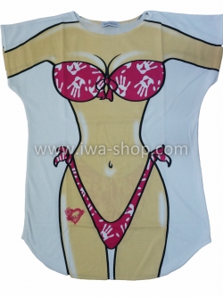 เสื้อสกรีนบิกินี่ ลายมือชมพู เสื้อลายบิกินี่ เสื้อยืดลายบิกินี่ เสื้อสกรีนลายบิกินี่ เสื้อลายชุดว่ายน้ำ เสื้อฮาๆ พิมพ์ลายเซ็กซี่ ชุดเดรสลายบิกินี่ ชุดไปทะเล ชุดเที่ยวทะเล เสื้อผ้าไปทะเล