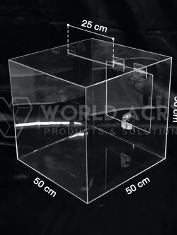 กล่องบริจาคอะครีลิคใส ขนาด 50 cm.