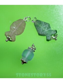 ลูกปัดโบราณปลา 3 ชิ้น