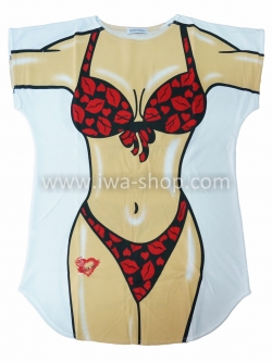 เสื้อลายบิกินี่จูจุ๊บ แดง เสื้อยืดลายบิกินี่ เสื้อสกรีนลายบิกินี่ เสื้อลายชุดว่ายน้ำ เสื้อฮาๆ พิมพ์ลายเซ็กซี่ ชุดเดรสลายบิกินี่ ชุดไปทะเล ชุดเที่ยวทะเล เสื้อผ้าไปทะเล