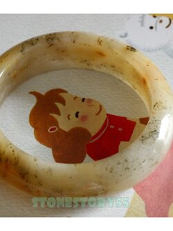 (ขายแล้ว)กำไลหยกน้ำผึ้งเกร็ดทอง6.2