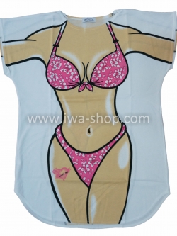 เสื้อลายบิกินี่ชมพูชบา เสื้อยืดลายบิกินี่ เสื้อสกรีนลายบิกินี่ เสื้อลายชุดว่ายน้ำ เสื้อฮาๆ พิมพ์ลายเซ็กซี่ ชุดเดรสลายบิกินี่ ชุดไปทะเล ชุดเที่ยวทะเล เสื้อผ้าไปทะเล