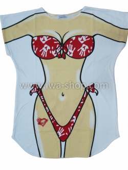 เสื้อสกรีนบิกินี่ ลายมือแดง เสื้อลายบิกินี่ เสื้อยืดลายบิกินี่ เสื้อสกรีนลายบิกินี่ เสื้อลายชุดว่ายน้ำ เสื้อฮาๆ พิมพ์ลายเซ็กซี่ ชุดเดรสลายบิกินี่ ชุดไปทะเล ชุดเที่ยวทะเล เสื้อผ้าไปทะเล