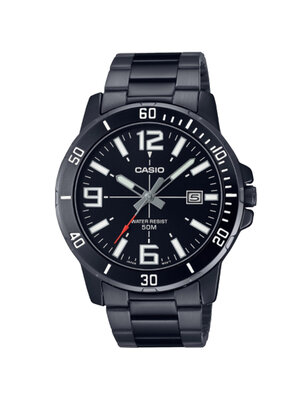 CASIO นาฬิกาคาสิโอ นาฬิกาข้อมือ นาฬิกากันน้ำ นาฬิกาของแท้ ประกันศูนย์ CMG 1 ปี รุ่น MTP-VD01B-1B นาฬิกาสีดำ