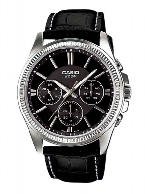 CASIO นาฬิกาคาสิโอ นาฬิกาข้อมือ นาฬิกากันน้ำ นาฬิกาของแท้ ประกันศูนย์ CMG 1 ปี รุ่น MTP-1375L-1A นาฬิกาสีดำ