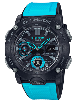 CASIO G-SHOCK นาฬิกาข้อมือ นาฬิกากันน้ำ นาฬิกาของแท้ ประกันศูนย์ CMG 1 ปี รุ่น GA-2000-1A2 นาฬิกาสีฟ้้า