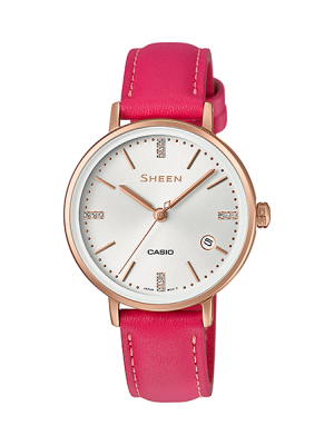 CASIO SHEEN นาฬิกาข้อมือ นาฬิกากันน้ำ นาฬิกาของแท้ ประกันศูนย์ CMG 1 ปี รุ่น SHE-4048LTD-7A นาฬิกาสีแดง