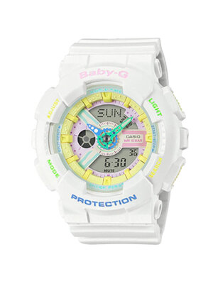 CASIO BABY-G นาฬิกาข้อมือ นาฬิกากันน้ำ นาฬิกาของแท้ ประกันศูนย์ CMG 1 ปี รุ่น BA-110TM-7A นาฬิกาสีขาว