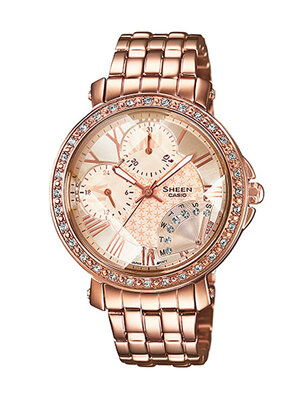 CASIO SHEEN นาฬิกาข้อมือ นาฬิกากันน้ำ นาฬิกาของแท้ ประกันศูนย์ CMG 1 ปี รุ่น SHN-3011PG-9A นาฬิกาสีน้ำตาล