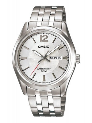 CASIO นาฬิกาคาสิโอ นาฬิกาข้อมือ นาฬิกากันน้ำ นาฬิกาของแท้ ประกันศูนย์ CMG 1 ปี รุ่น MTP-1335D-7A นาฬิกาสีเงิน