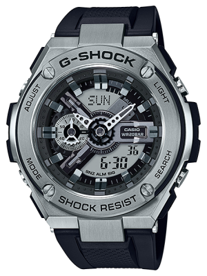 CASIO G-SHOCK นาฬิกาข้อมือ นาฬิกากันน้ำ นาฬิกาของแท้ ประกันศูนย์ CMG 1 ปี รุ่น GST-410-1A นาฬิกาสีเงิน