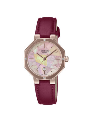 CASIO SHEEN นาฬิกาข้อมือ นาฬิกากันน้ำ นาฬิกาของแท้ ประกันศูนย์ CMG 1 ปี รุ่น SHE-4543CGL-4A นาฬิกาสีแดง