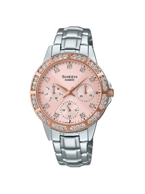 CASIO SHEEN นาฬิกาข้อมือ นาฬิกากันน้ำ นาฬิกาของแท้ ประกันศูนย์ CMG 1 ปี รุ่น SHE-3517SG-4A นาฬิกาสีเงิน