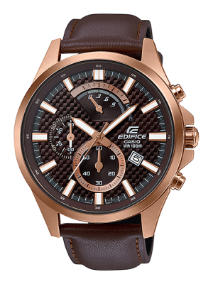 CASIO EDIFICE นาฬิกาข้อมือ นาฬิกากันน้ำ นาฬิกาของแท้ ประกันศูนย์ CMG 1 ปี รุ่น EFV-530GL-5A นาฬิกาสีน้้ำตาล