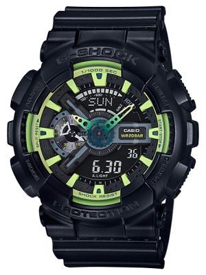 CASIO G-SHOCK นาฬิกาข้อมือ นาฬิกากันน้ำ นาฬิกาของแท้ ประกันศูนย์ CMG 1 ปี รุ่น GA-110LY-1A นาฬิกาสีดำ