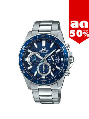 CASIO EDIFICE นาฬิกาข้อมือ นาฬิกากันน้ำ นาฬิกาของแท้ ประกันศูนย์ CMG 1 ปี รุ่น EFV-570D-2A นาฬิกาสีเงิน